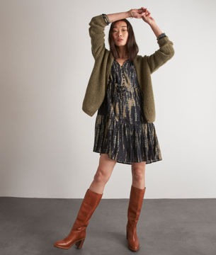 Picture of GWENAELA SHORT KHAKI TIE-DYE DRESS